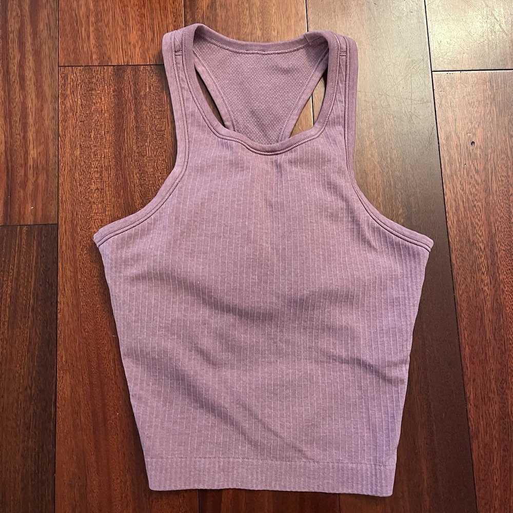 Lululemon Ebb to Street Cropped Tank Top Hot Pink Yoga Gym Athletic Casual Logo